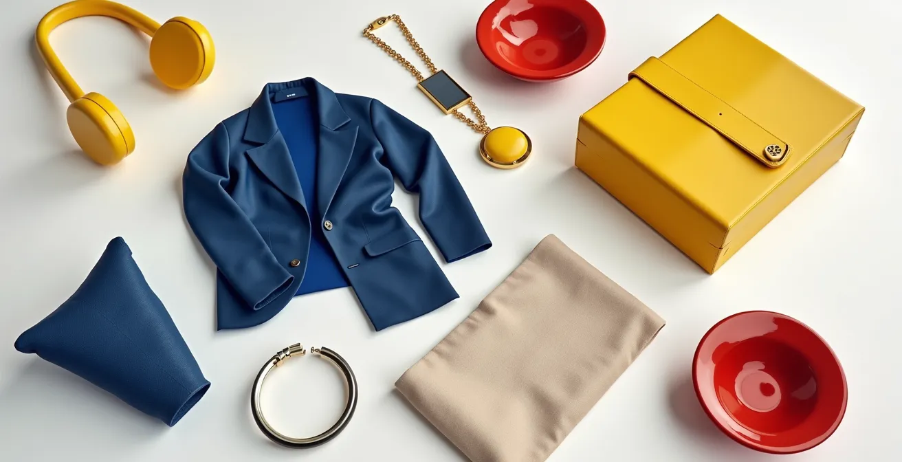 Bauhaus-inspirierte moderne Mode mit geometrischen Formen und minimalistischem Design