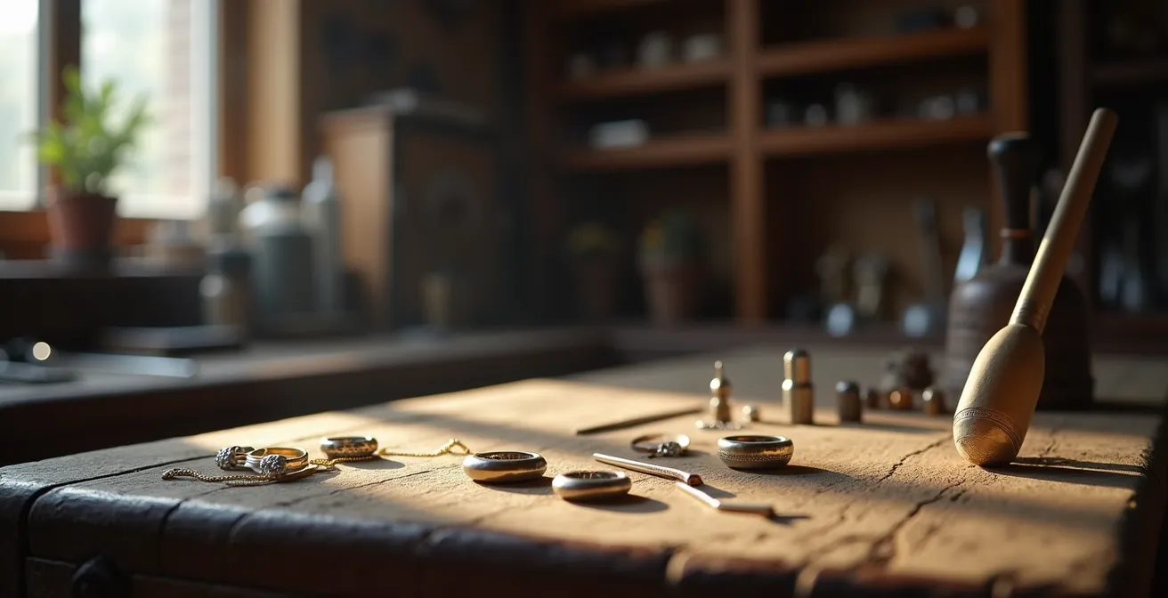 Nahaufnahme einer Schmuckgravur mit philosophischem Zitat in deutscher Werkstatt