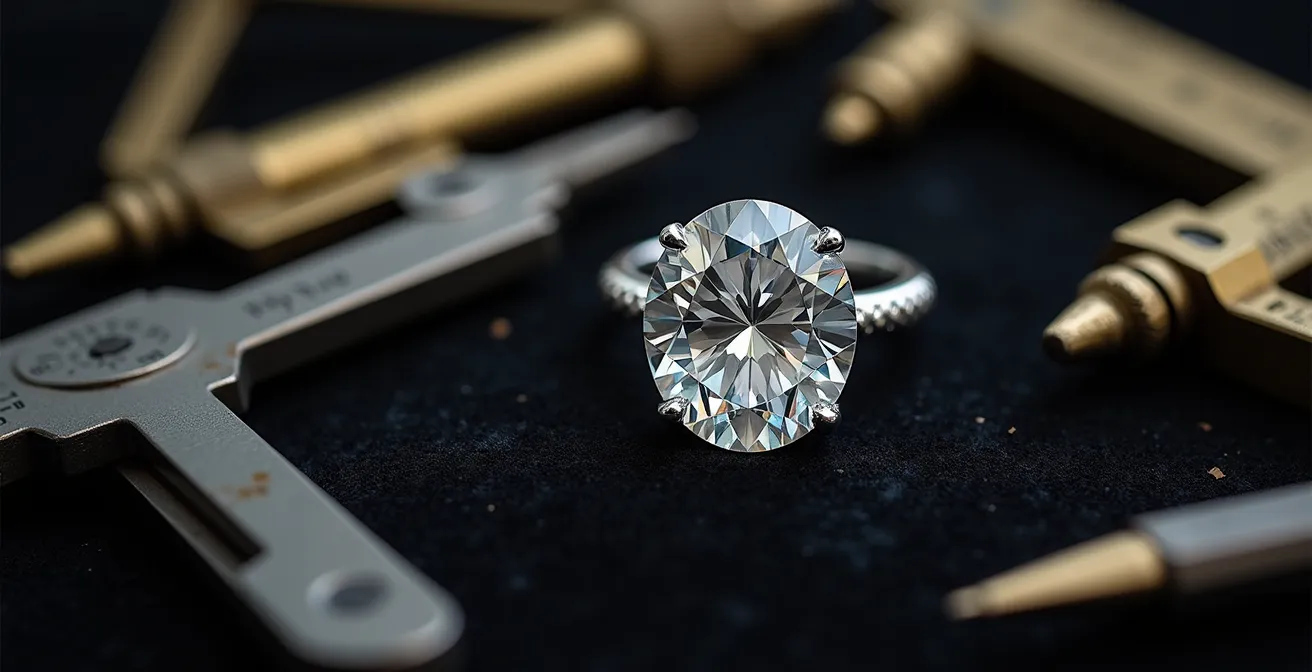 Professionelle Diamantbewertung mit Juwelierlupe zur Bestimmung der 4 Cs