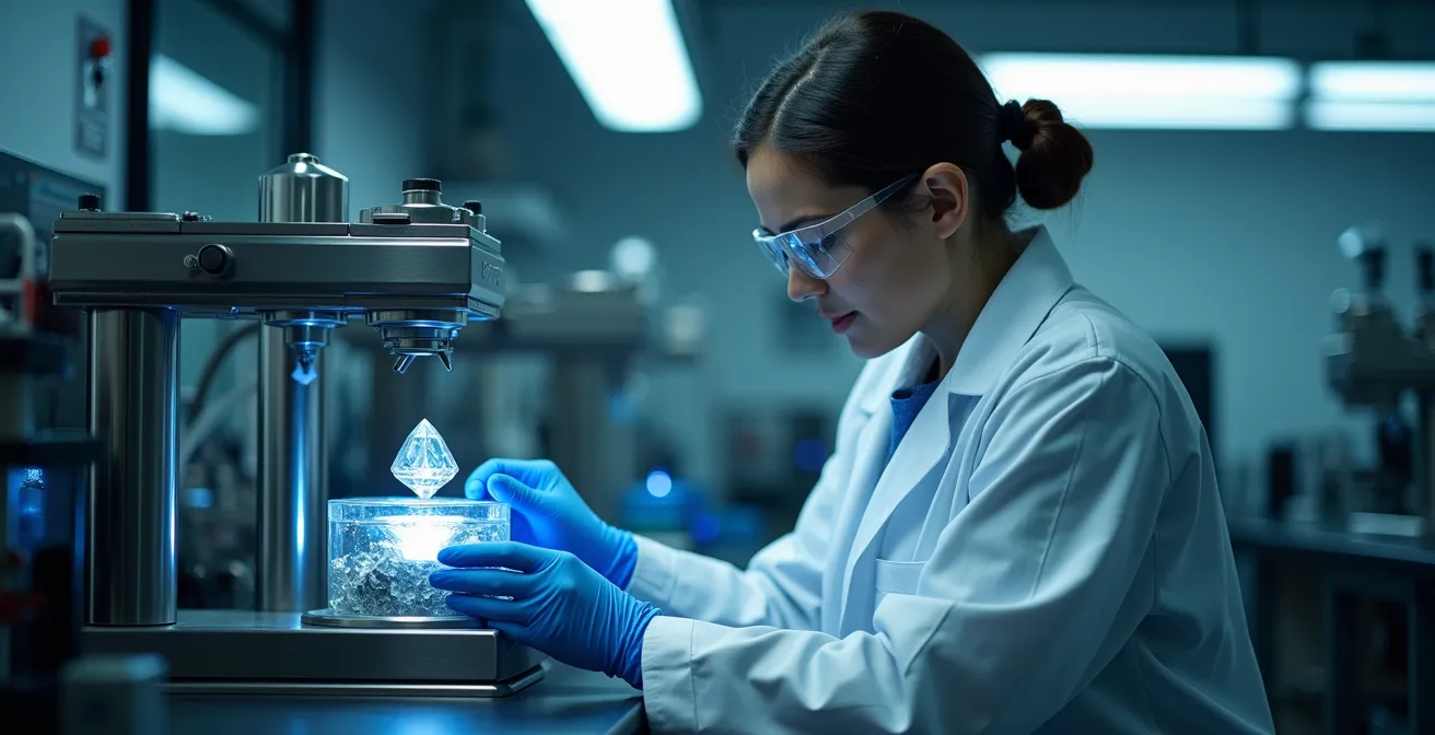 Wissenschaftliches Labor zeigt Diamantherstellung aus Asche in spezieller Apparatur