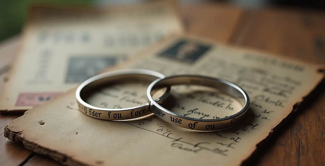 Zwei Freundschaftsarmbänder mit persönlicher Gravur auf Holztisch