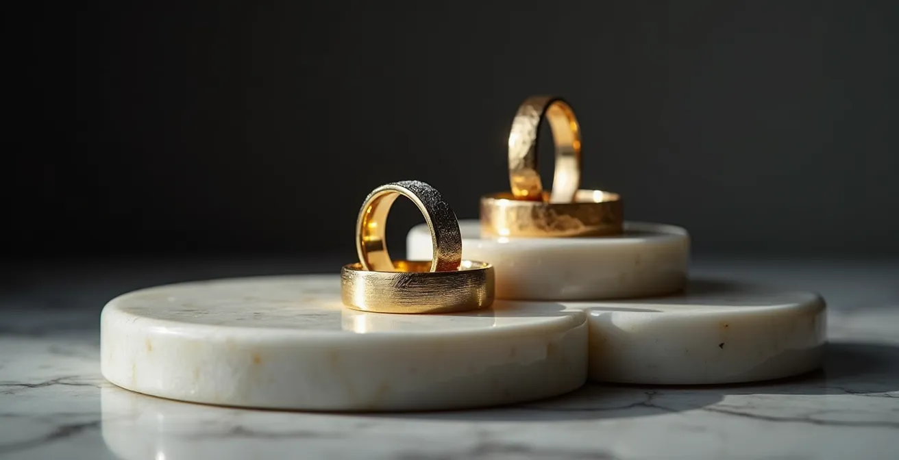 Nahaufnahme verschiedener Goldlegierungen mit sichtbaren Punzierungen