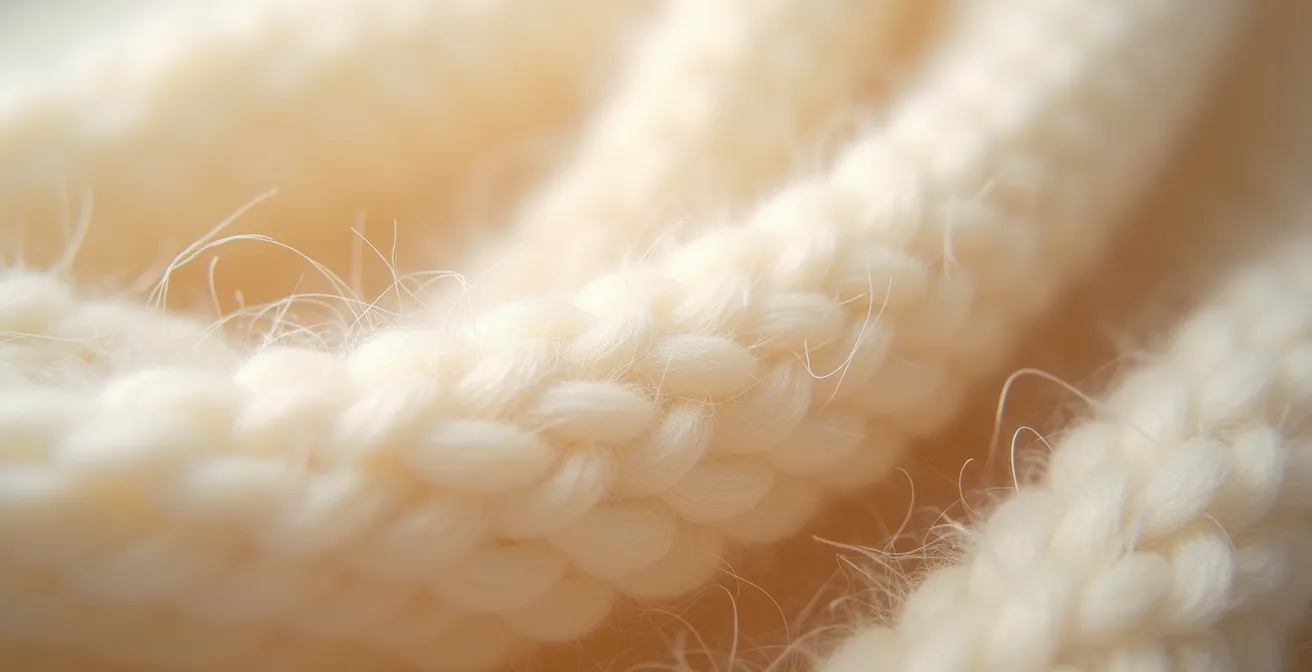 Makroaufnahme hochwertiger Kaschmirfasern mit sichtbarer Textur