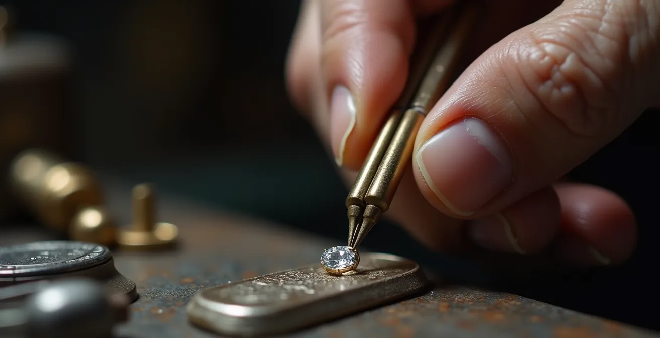 Detailaufnahme traditioneller Goldschmiedearbeit aus Pforzheim