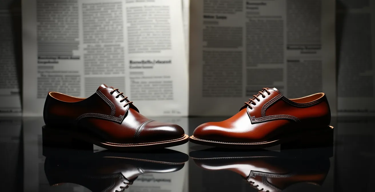 Vergleich zwischen Oxford und Derby Herrenschuhen im Business-Kontext