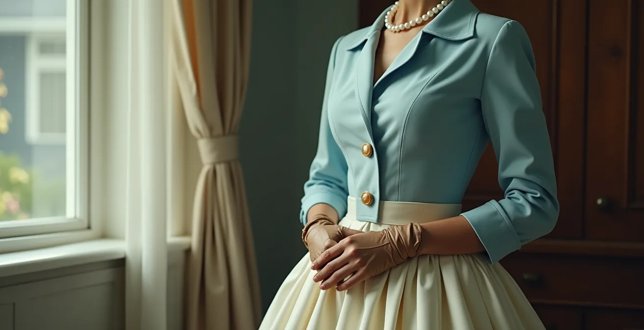 Feminine Mode der 50er Jahre mit typischer Sanduhr-Silhouette