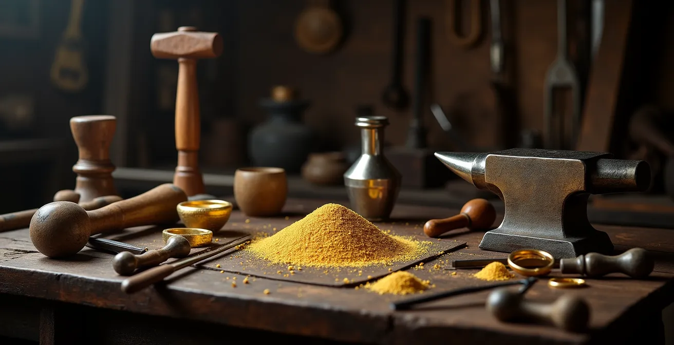 Historische Goldschmiedewerkstatt in Pforzheim mit traditionellen Werkzeugen