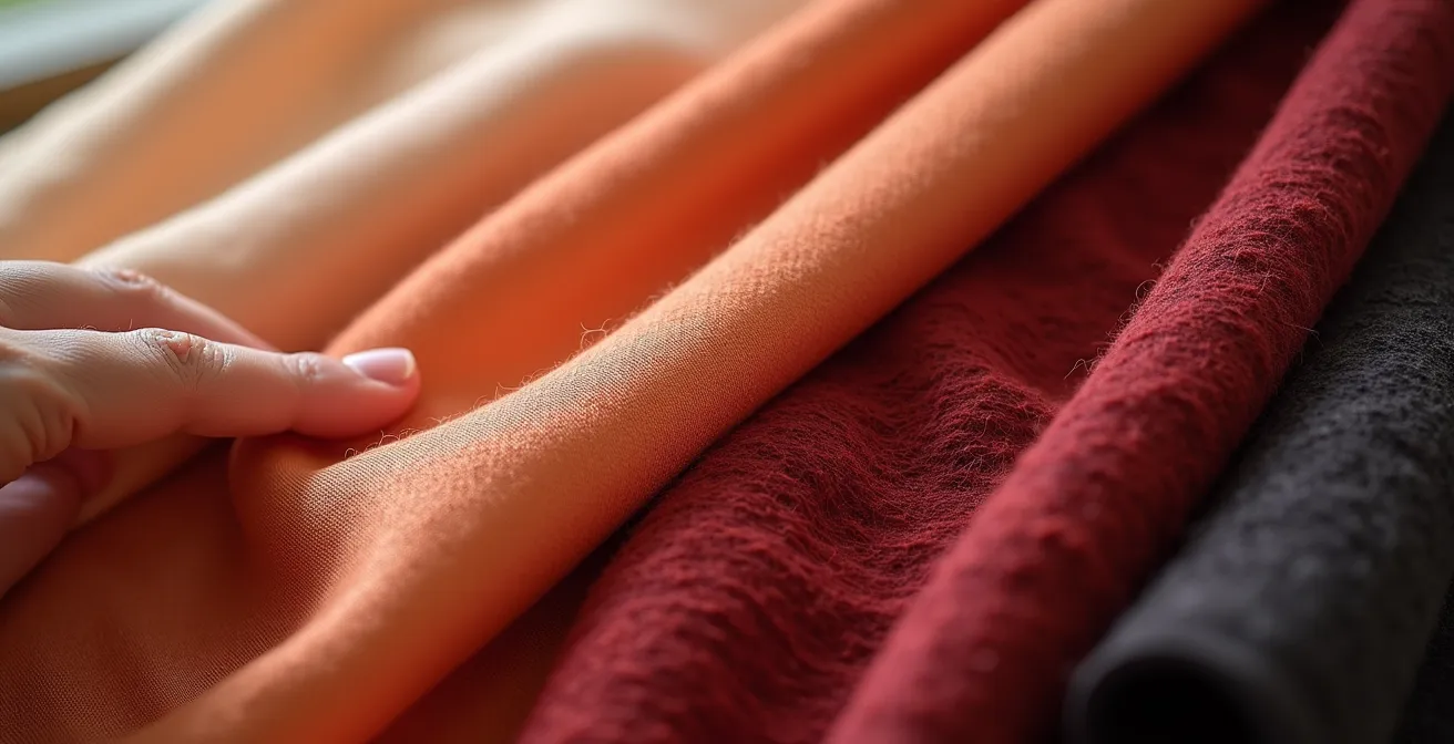 Nahaufnahme von bunten Seidenschals und Vintage-Accessoires, die eine Möglichkeit zum Testen von Trendfarben andeuten.