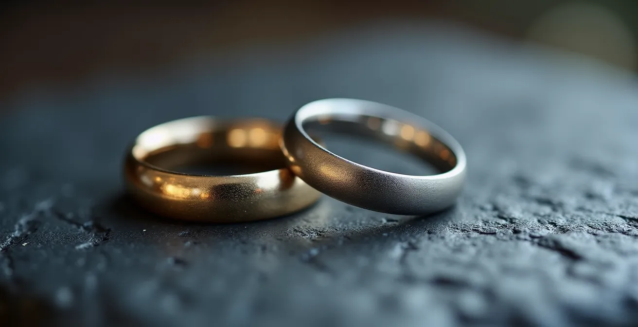 Makroaufnahme von Weißgold- und Platinringen im direkten Vergleich